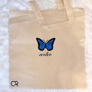 Evolve butterfly handmade tote bag
